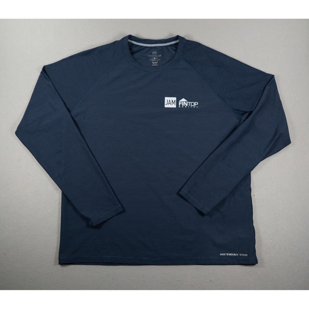 Southern Tide Mens Long Sleeve Performance Shirt Brrr Cooling Navy Blue Size M